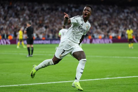 FOTO: Aksi Spektakuler Vinicius Jr Antar Real Madrid Hancurkan Borussia Dortmund, Dijagokan Menang Ballon d'Or