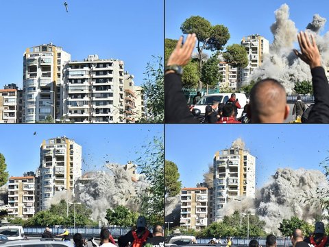 FOTO: Ngeri! Ini Detik-Detik Hantaman Rudal Israel Hancurkan Bangunan dalam Sekejap Mata di Lebanon