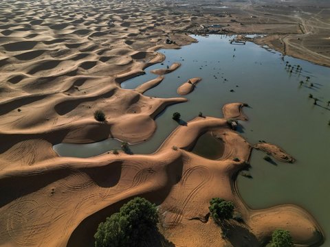 FOTO: Penampakan Gurun Sahara Dilanda Banjir Langka, Padang Pasir Tandus Berubah Jadi Danau