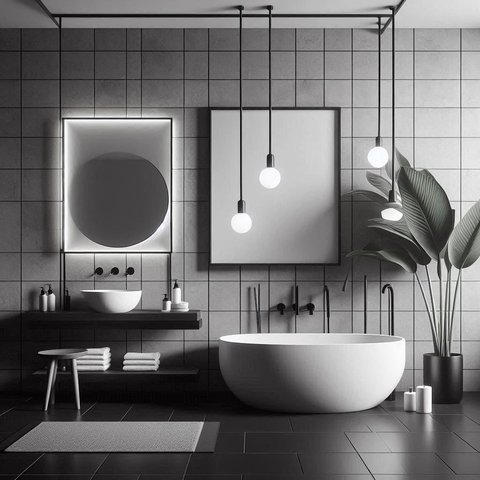 Desain Kamar Mandi Hitam Putih