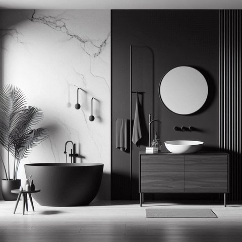 Desain Kamar Mandi Hitam Putih