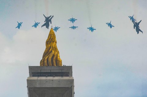 Suasana geladi bersih HUT ke-79 TNI di kawasan Monumen Nasional (Monas), Jakarta, Kamis (3/10/2024).