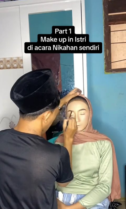 Bisa Hemat Budget, Pengantin Pria Ini Rias Calon Istrinya di Hari Pernikahan, Hasilnya Menakjubkan