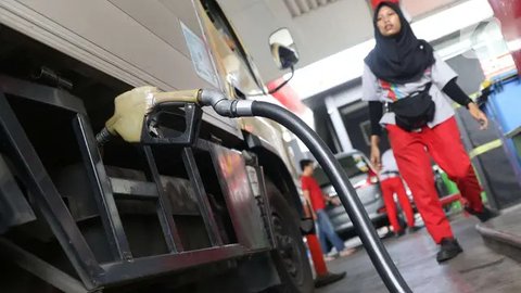 Sampel biodiesel B0, B20, B30, dan B100 dipamerkan saat uji jalan Penggunaan Bahan Bakar B30 untuk kendaraan bermesin diesel di Kementerian ESDM, Jakarta, Kamis (13/6/2019). (merdeka.com/Iqba