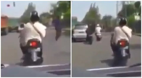 Potret Emak-emak Belok Tak Sesuai Lampu Sein. (Sumber: X/@kangmirdja)