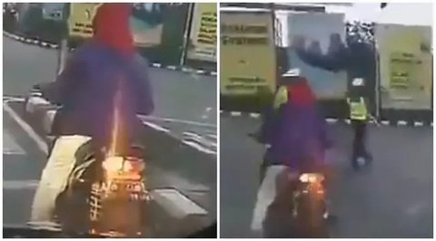 Potret Emak-emak Belok Tak Sesuai Lampu Sein. (Sumber: X/@kangmirdja)