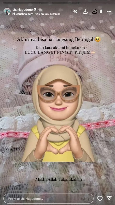 Potret Bebingah Anak Erina Gudono Wajahnya Masih Ditutupi. (Sumber: Instagram/erinagudono)