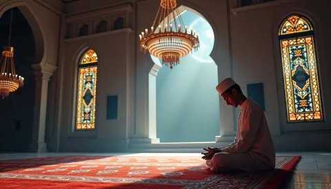 cara sholat tahajud yang benar Ilustrasi dibuat Stable Diffusion