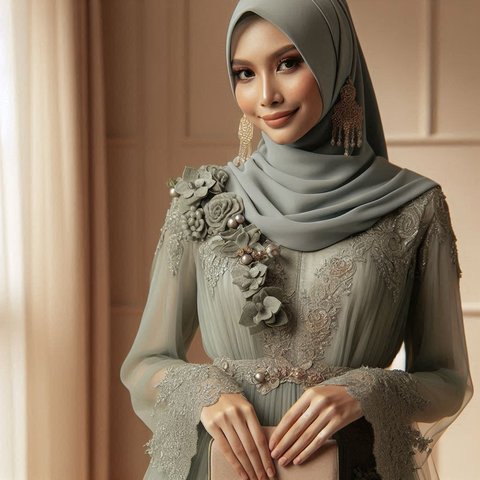 Baju Gamis Warna Sage Masih Jadi Tren untuk Lebaran 2025, Bikin Penampilan Lebih Elegan dan Modern