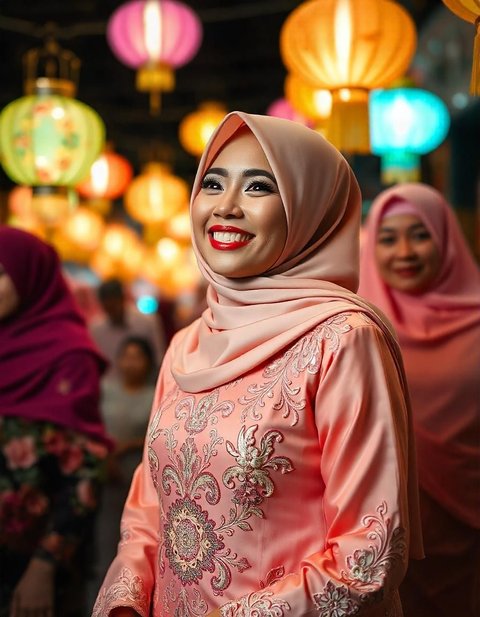 Tren Baju Gamis Warna Peach Blossom untuk Lebaran 2025, Elegan dan Anggun Penuh Bunga