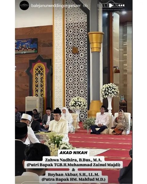 Momen akad nikah dan resepsi pernikahan anak Mahfud MD. (sumber: Instagram/balejanurweddingorganizer)