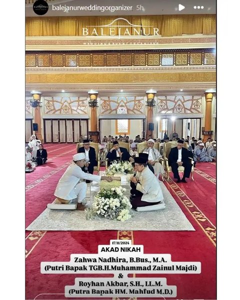 Momen akad nikah dan resepsi pernikahan anak Mahfud MD. (sumber: Instagram/balejanurweddingorganizer)
