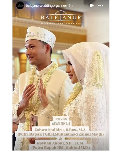 Momen akad nikah dan resepsi pernikahan anak Mahfud MD. (sumber: Instagram/balejanurweddingorganizer)