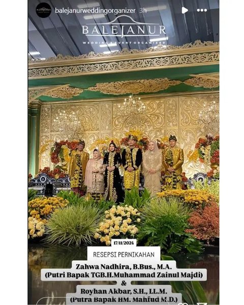 Momen akad nikah dan resepsi pernikahan anak Mahfud MD. (sumber: Instagram/balejanurweddingorganizer)