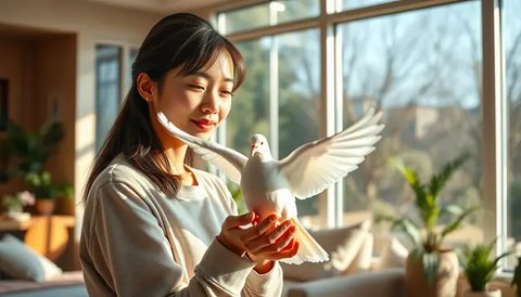 mimpi menangkap burung merpati putih Ilustrasi dibuat Stable Diffusion