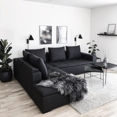 desain ruang keluarga monokrom