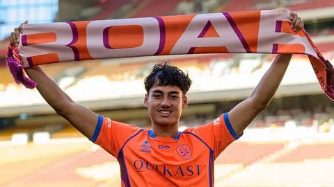 Selebrasi pemain Timnas Indonesia U-23, Rafael William Struick setelah mencetak gol ke gawang Chinese Taipei U-23 dalam pertandingan Grup K Kualifikasi Piala Asia U-23 2024 di Stadion Mana