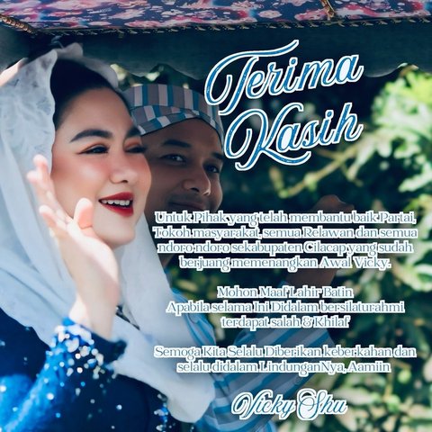 Vicky Shu yang berlaga di Pilkada Bupati Cilacap bersama Awaluddin Muuri harus menelan kekalahan. Mereka hanya mendapatkan 33,50% suara dari 4 kontestan. Vicky pun menerima kekalahannya dengan legowo dan berterima kasih kepada warga yang telah mendukungnya.
