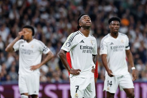 FOTO: Wajah Lesu Vinicius Cs usai Real Madrid Dihancurkan AC Milan 1-3