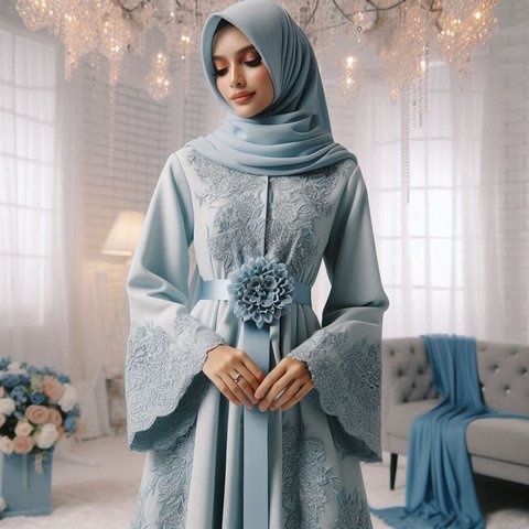 Tren Baju Gamis Perempuan Warna Ice Blue yang Cocok untuk Lebaran 2025