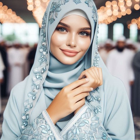 Tren Baju Gamis Perempuan Warna Ice Blue yang Cocok untuk Lebaran 2025