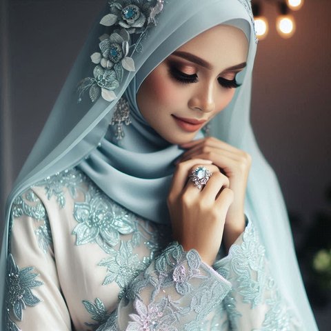 Tren Baju Gamis Perempuan Warna Ice Blue yang Cocok untuk Lebaran 2025