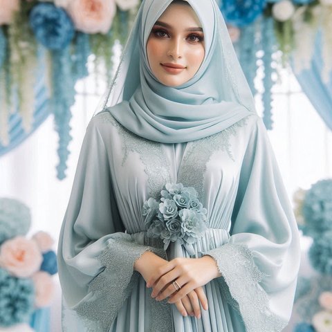 Tren Baju Gamis Perempuan Warna Ice Blue yang Cocok untuk Lebaran 2025