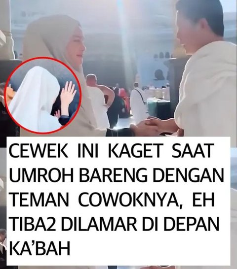 Wanita Dilamar Temannya di Depan Kakbah Saat Umrah Malah Ramai Dihujat.  foto: Twitter (X) @kegblgnunfaedh