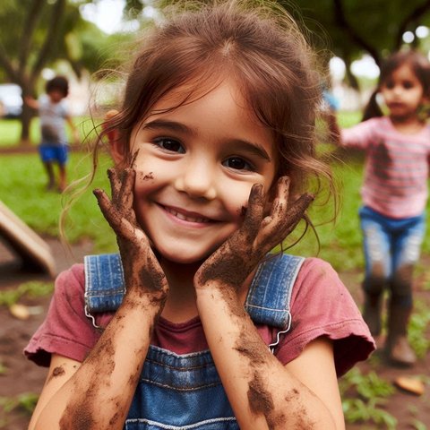Ilustrasi Anak Bermain Hingga Kotor