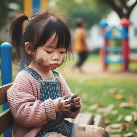 Ilustrasi Anak Bermain Hingga Kotor