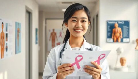 Ilustrasi logo kanker payudarah. (Foto: Unsplash/Angiola Harry)