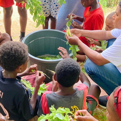 Anak-anak Merauke, Papua antusias menyambut pelaksanaan Program Makan Bergizi Gratis.