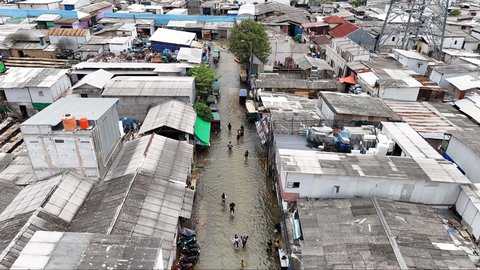 FOTO: Pantauan Udara Banjir Rob Kepung Wilayah Pesisir Jakarta