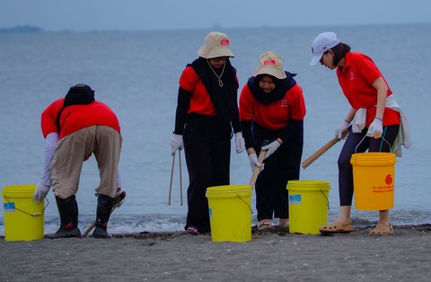 FOTO: Aksi Relawan Bersih-Bersih Pantai Tanjung Pasir, Kumpulkan Sampah Ratusan Kilogram