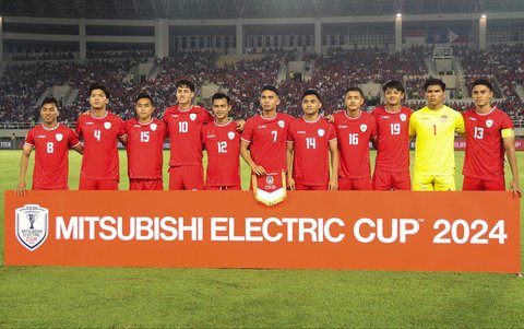 Timnas Indonesia  sebelum bertanding melawan Timnas Filipina pada  pertandingan Grup B ASEAN Cup 2024 di Stadion Manahan, Solo, Jawa Tengah, Sabtu (21/12/2024).
