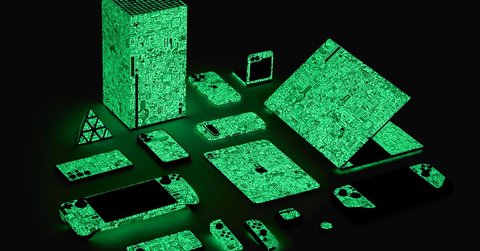 Dbrand is using a three-dimensional UV printer and phosphorescent vinyl to create its new glowing Circuit Board wraps that look and feel more like an exposed PCB.
