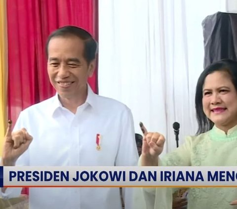 Portrait of Jokowi and Iriana Voting in Gambir, Optimistic about One-Round Presidential Election?