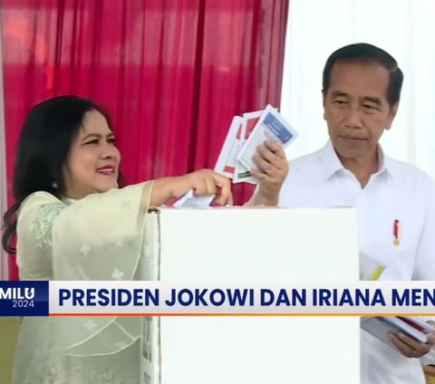 Portrait of Jokowi and Iriana Voting in Gambir, Optimistic about One-Round Presidential Election?