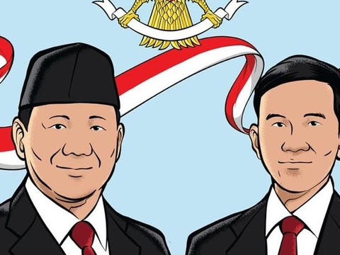 Momen Prabowo-Gibran Kompak Unggah Foto Animasi Berbusana Jas Hitam Berlatar Burung Garuda