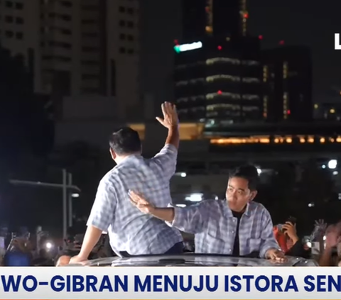 7 Portraits of Prabowo Subianto and Gibran Rakabuming Raka Heading to Istora Senayan, Kissing a Toddler from the Top of the Car