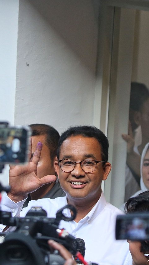 Anies-Muhaimin sebelumnya berada di markas Timnas AMIN usai mencoblos di Tempat Pemungutan Suara (TPS) masing-masing. Liputan6.com/Angga Yuniar<br>