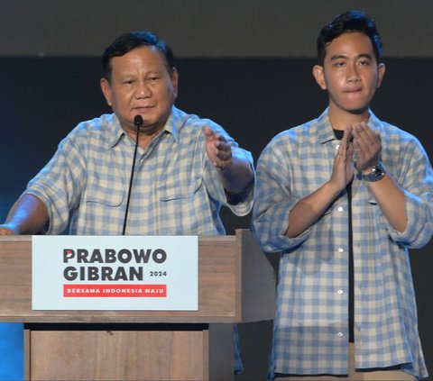 FOTO: Pidato Kemenangan Versi Quick Count: Prabowo Cerita Kenal Semua Presiden, Gibran Curhat soal Samsul