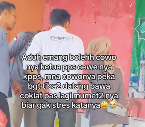 Viral Momen Manis Pria Ketua PPS Beri Hadiah Cokelat ke Pacar yang Tugas Jadi KPPS, Bikin Baper