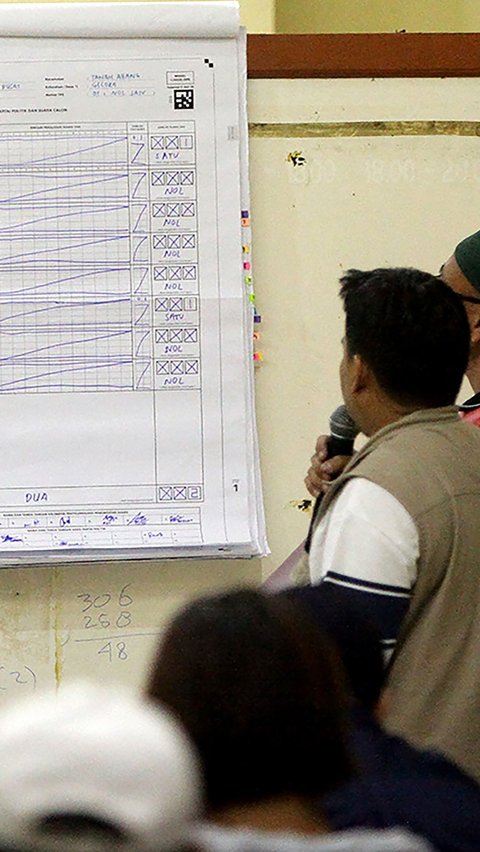 Sebagian penghitungan manual hasil pemungutan suara Pemilu 2024 saat ini telah memasuki tingkat kecamatan. Merdeka.com/Arie Basuki