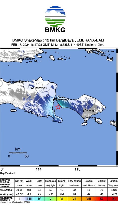 Gempa M 4,1 Guncang Bali, Getaran Terasa Hingga ke Banyuwangi