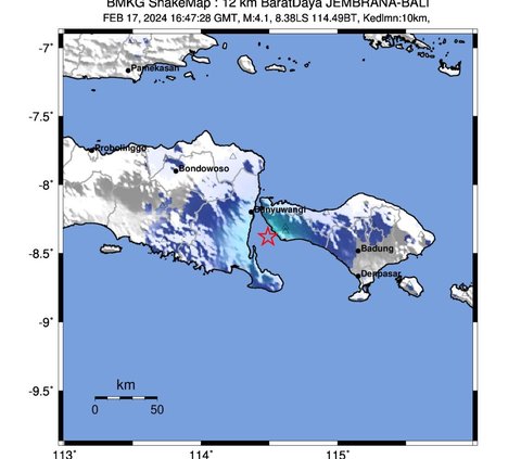 Gempa M 4,1 Guncang Bali, Getaran Terasa Hingga ke Banyuwangi