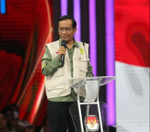 Mahfud MD dalam debat cawapres terakhir di JCC, Senayan.