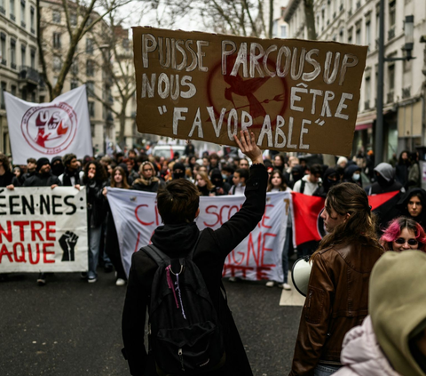 Para guru di Paris, Prancis menggelar aksi mogok mengajar. <br><br>Mereka melakukan aksi protes terhadap Menteri Pendidikan yang kontroversi.  <br>(Foto JEFF PACHOUD / AFP)