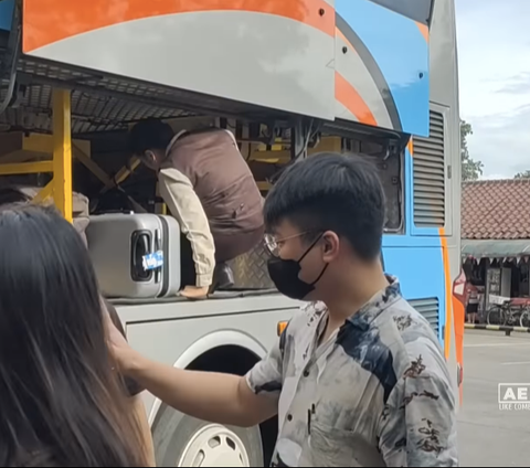 Potret Cantik Pramugari Bus Rosalia Indah, Bikin Salfok saat Merapikan Barang-barang Bawaan Penumpang sampai Naik ke Bagasi
