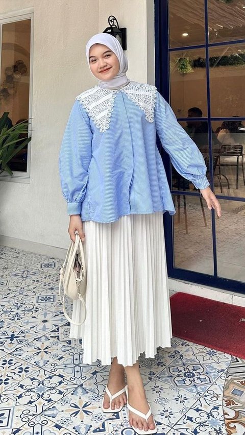 Look 2: Blue Shirt with Lace Accents